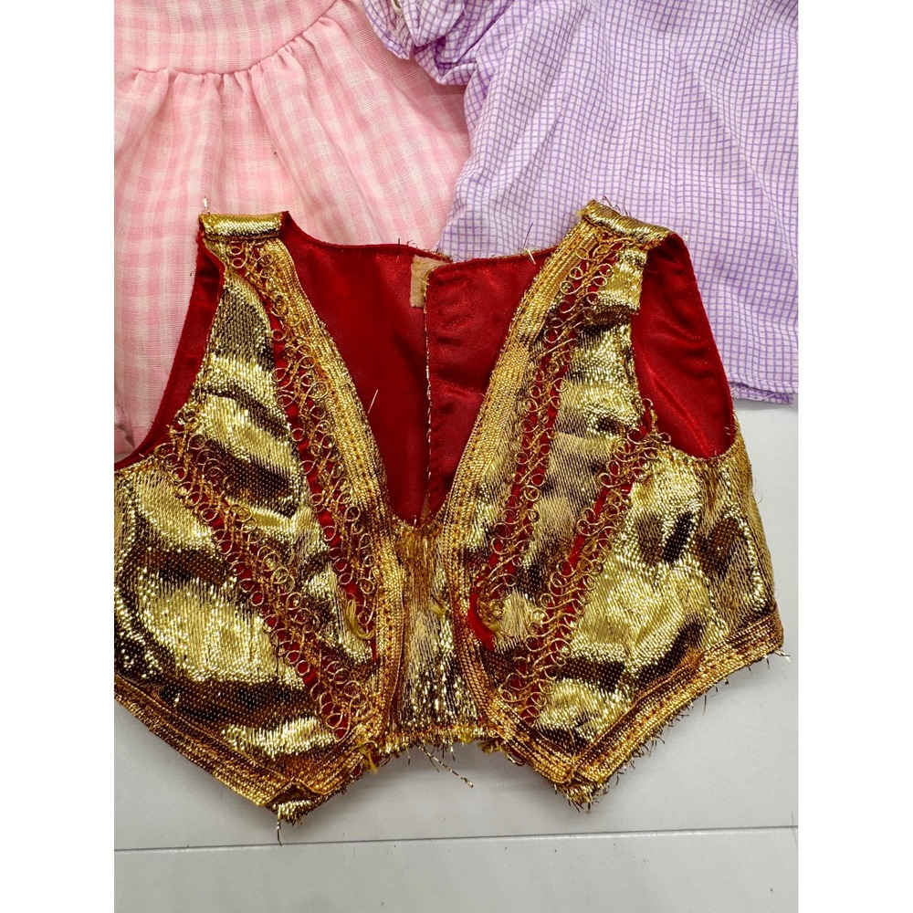 Vintage Cabbage Patch Kids Doll Clothes Lot 1980s Coleco Gingham‎ Gold Vest 3pc - Picture 2 of 16